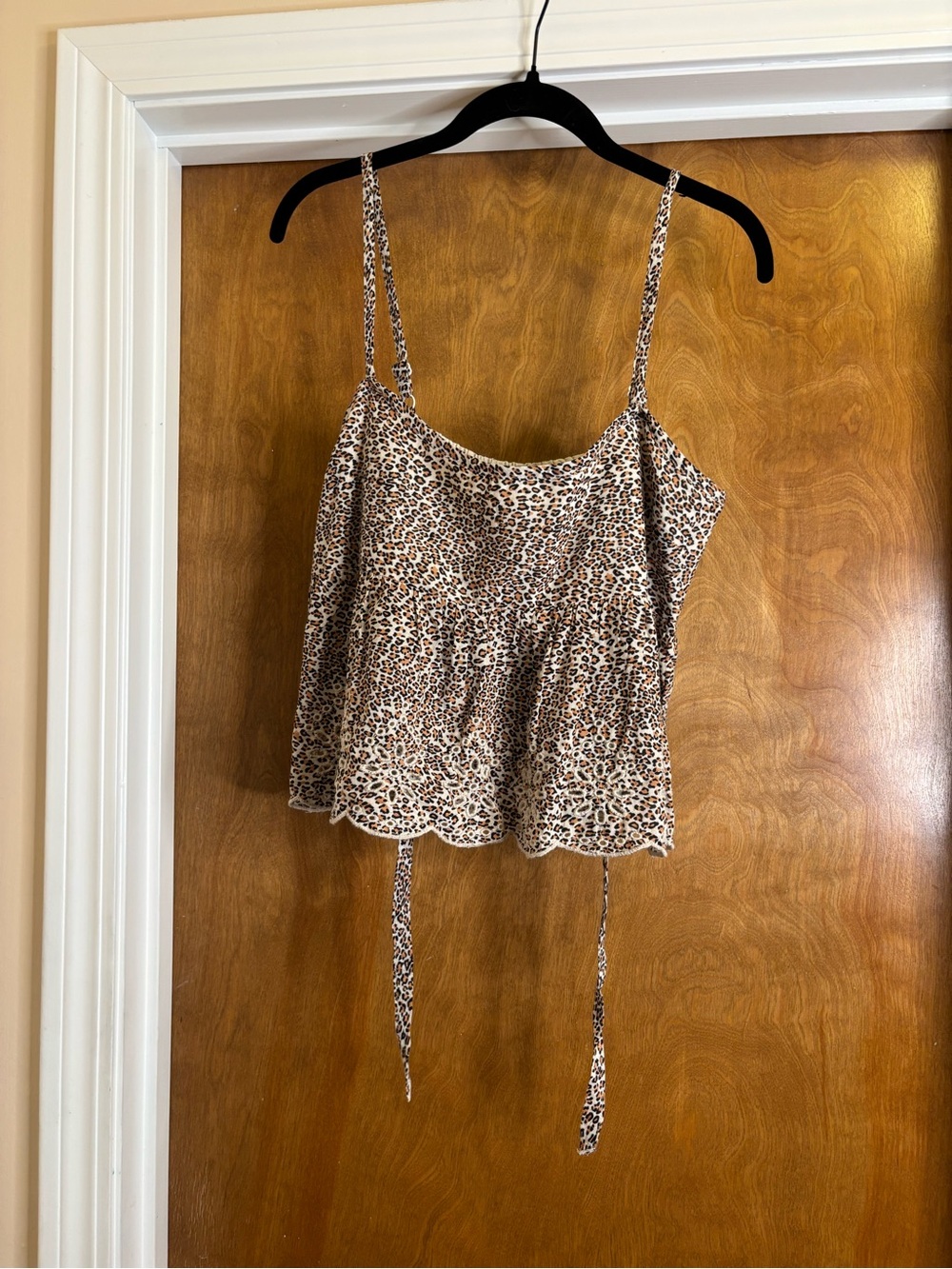 American Eagle Outfitters Leopard Print Ruffle Cami - Brown/Tan